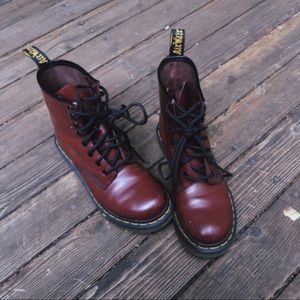 Dr. Martens Burgundy Lace Up Combat Boots